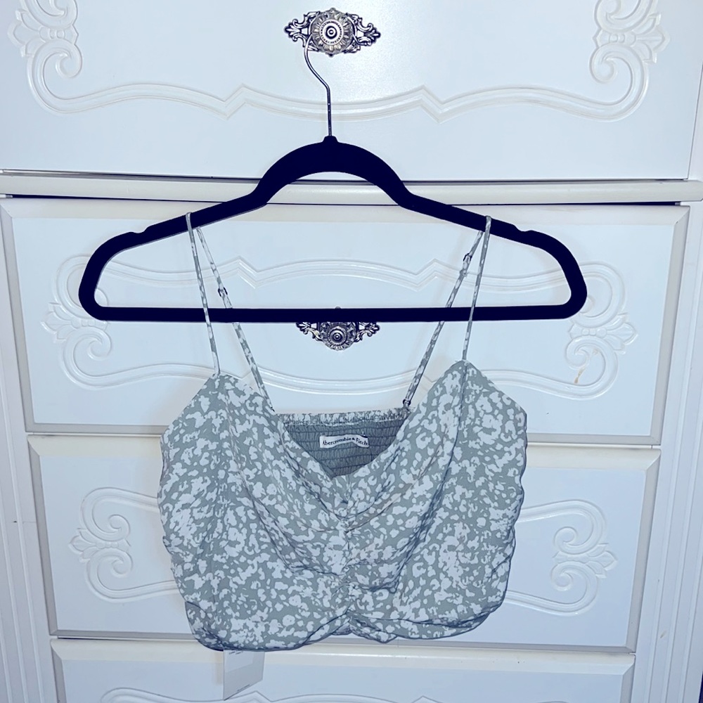 Abercrombie ruched leopard print cropped tank top